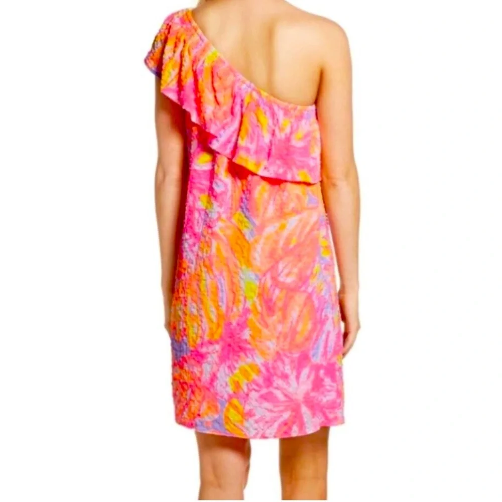 Lilly Pulitzer One Shoulder Dress in Pink and Orange - Picture 2 of 9